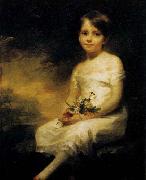 RAEBURN, Sir Henry Young Girl Holding Flowers oil on canvas